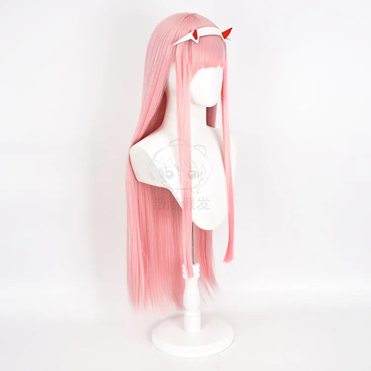 Ainizi Wholesale Long pink Synthetic Wig for Cosplay Japanese Cartoon DARLING in the FRANXX Role of Zero Two for Girls