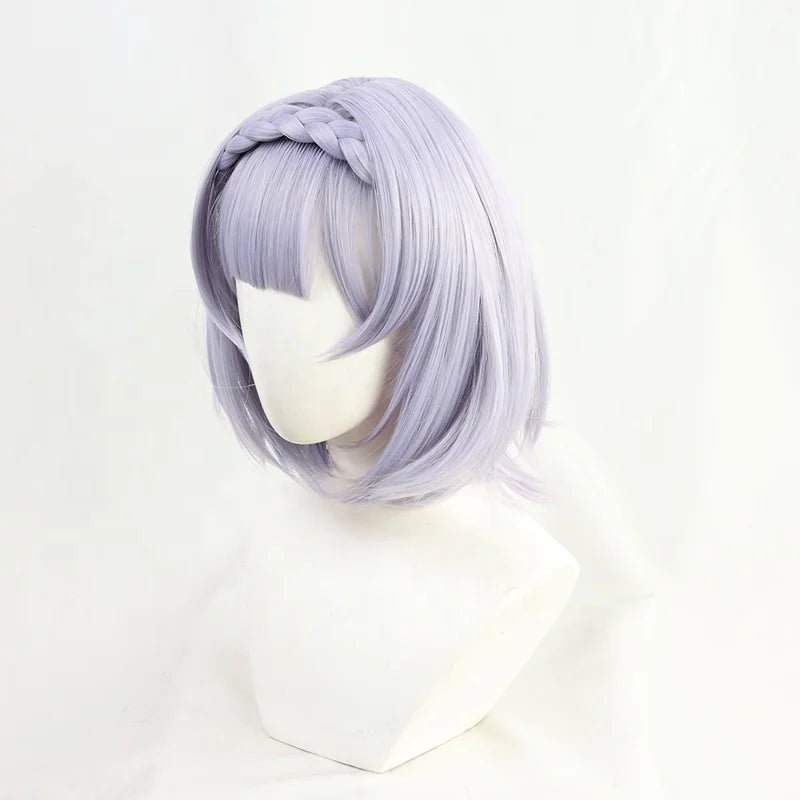 Wholesale 35cm Short Light Purple Noelle Wig Cosplay Genshin Impact Anime Peluca Synthetic Heat Resistant Hair Wigs