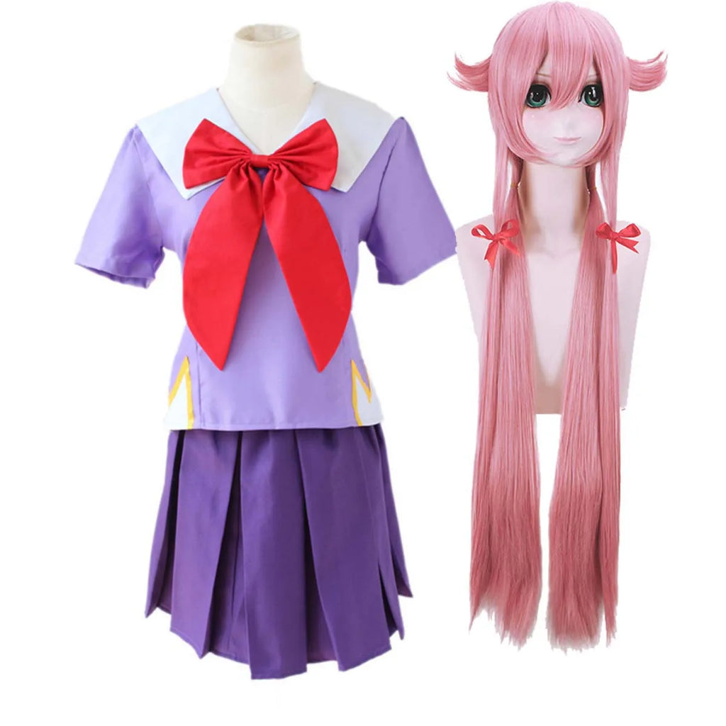 Women's Costume Props the Future Diary Cosplay Yuno Gasai Long Pink Straight Wig AOKG-214