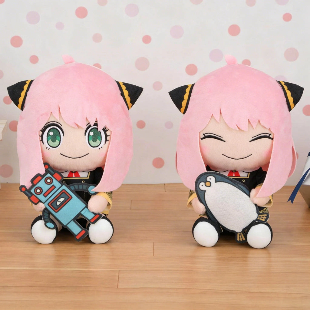 Wholesale Official Anya Forger With Robot Toy Sitting Plush Doll Soft PP Cotton Stuffed Toy for Spy Family Anime Fans Gifts