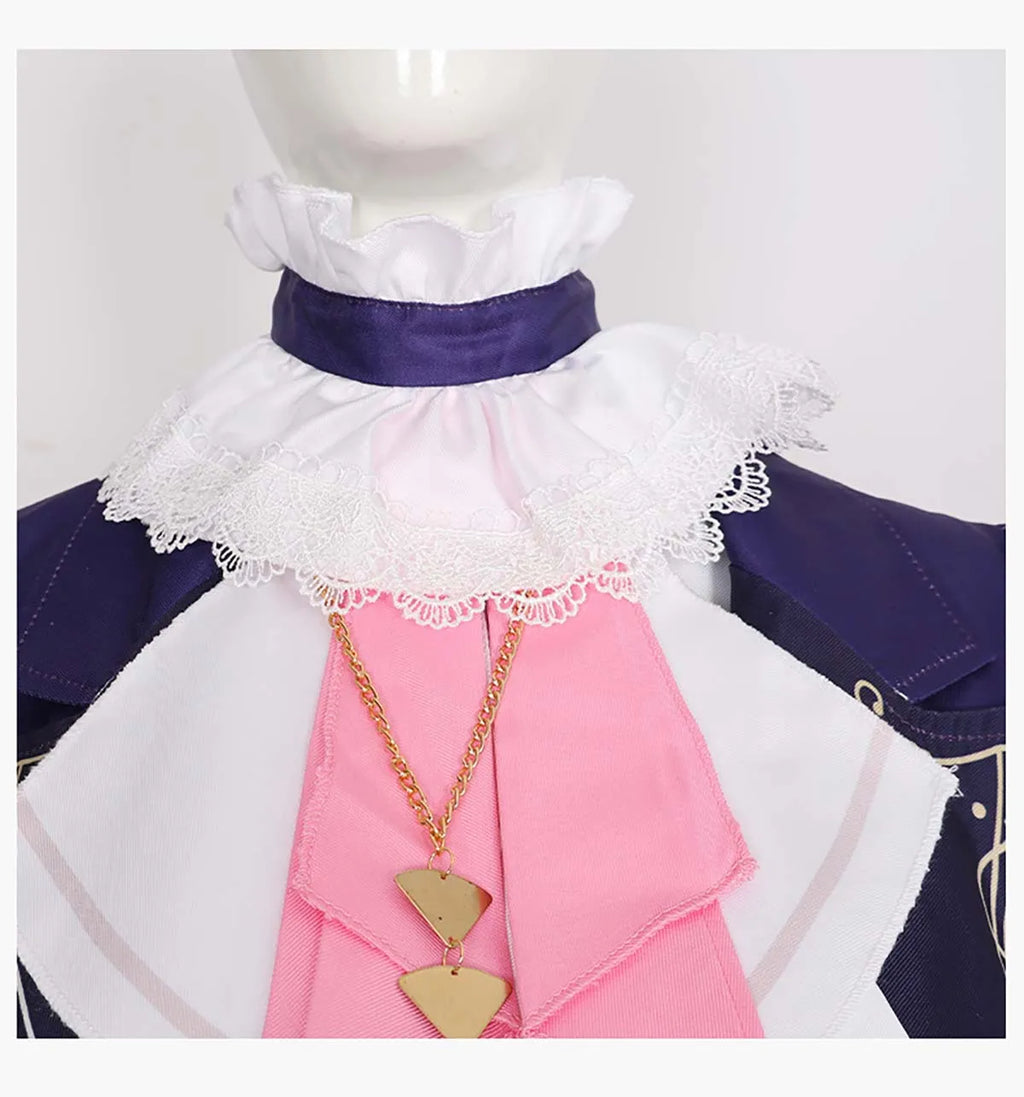 Women Halloween Party Clothing Anime Luka Cosplay Dark Blue Victorian Costume or Pink Wig GAHC-015