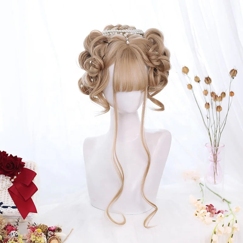 Wholesale Heat Resistant Wig Cosplay 65cm Long Wave Dark Blonde Anime Peluca Synthetic Halloween Princess Lolita Wig