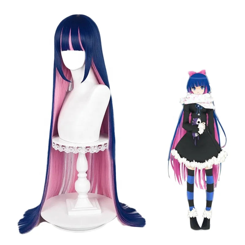 Wholesale Stocking Anime Wig Cosplay 120cm Long Straight Blue Pink Mixed Synthetic Stocking Anarchy Cosplay Wig for Party