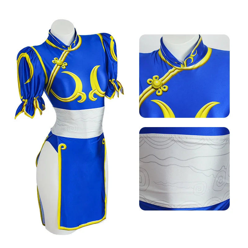 Cosplay Cheongsam Halloween Sexy Bracelet Headwear Chunli Costume Street Fighter Set