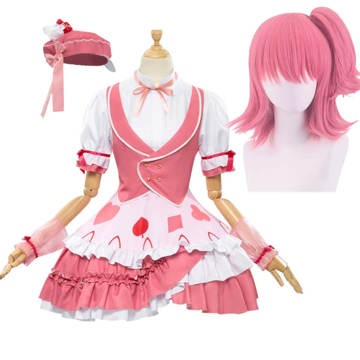 Women's Anime Shugo Chara Hinamori Amu Maid Uniform Costume or Pink Wig FCGD-036