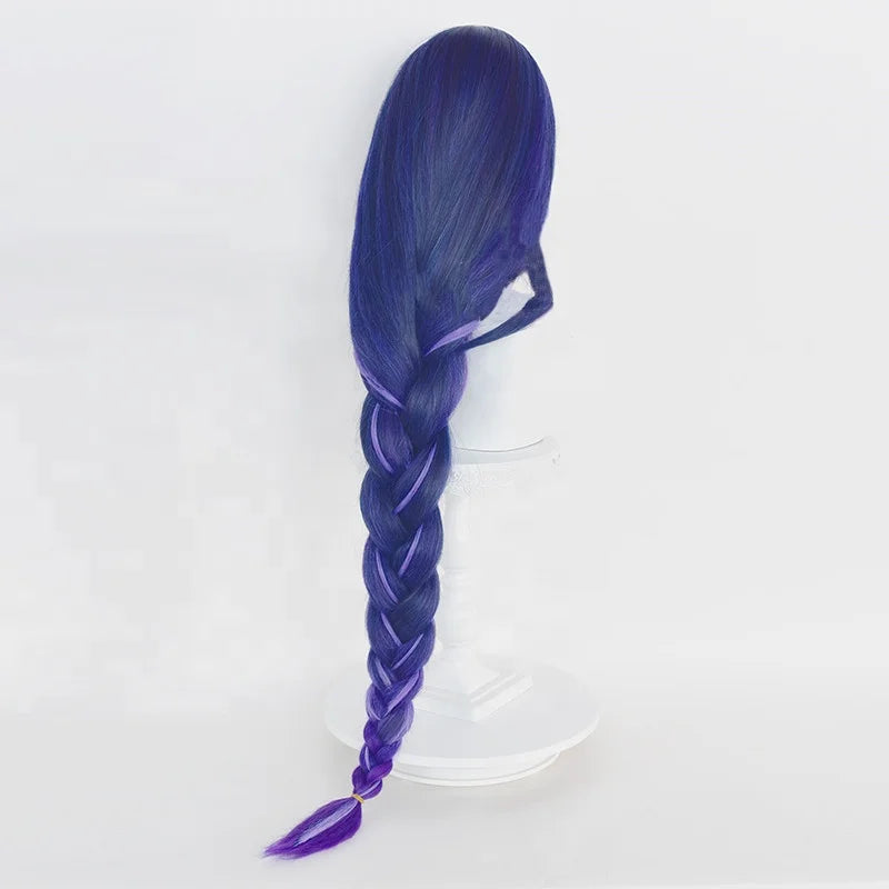 Wholesale Genshin Impact Wig Cosplay 100cm Long Straight Blue Purple Mixed Raiden Shogun Baal Wig Synthetic Anime Hair Peluca