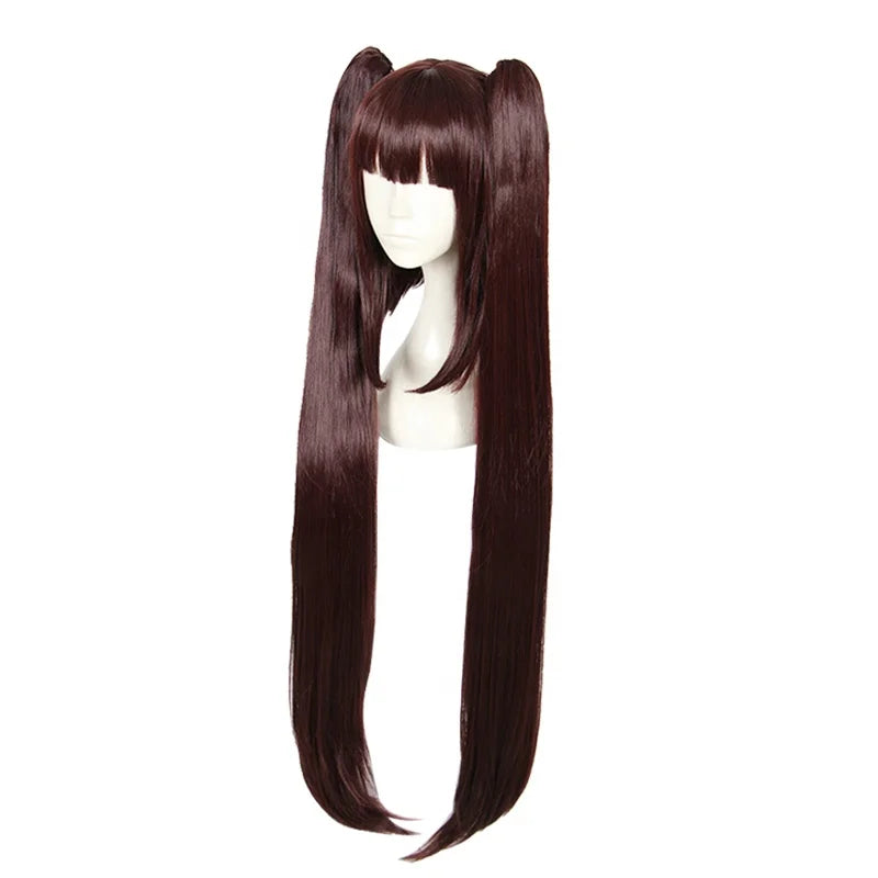 Wholesale 100cm Long Curly Reddish Brown Nekopara Chocolate Wig Synthetic Anime Cosplay Wigs With 2Ponytails CS-453A