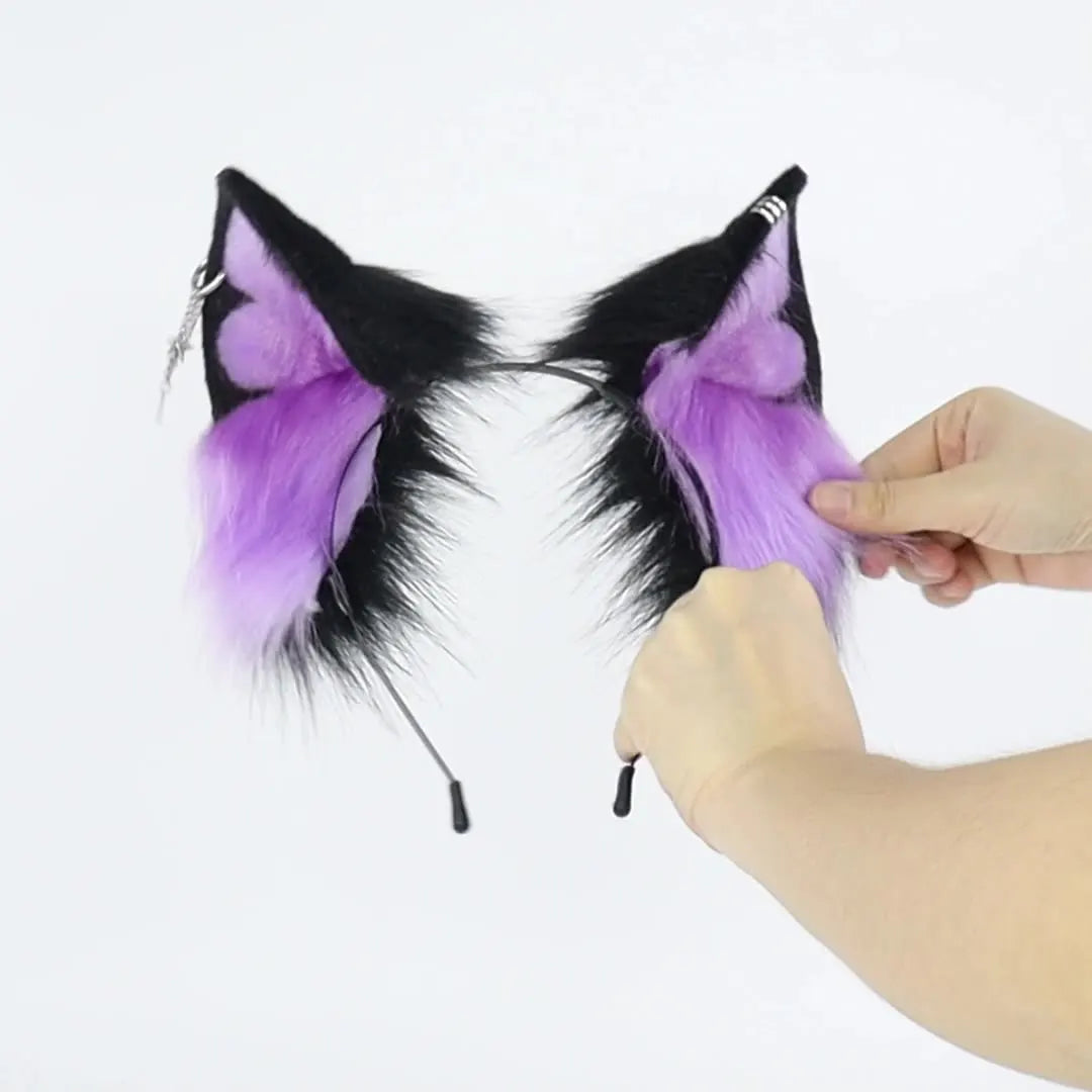 Handmade Plush Fox Ear Headband Realistic Animal Ear Hair Accessory for Comic Con & Other Festival Gifts