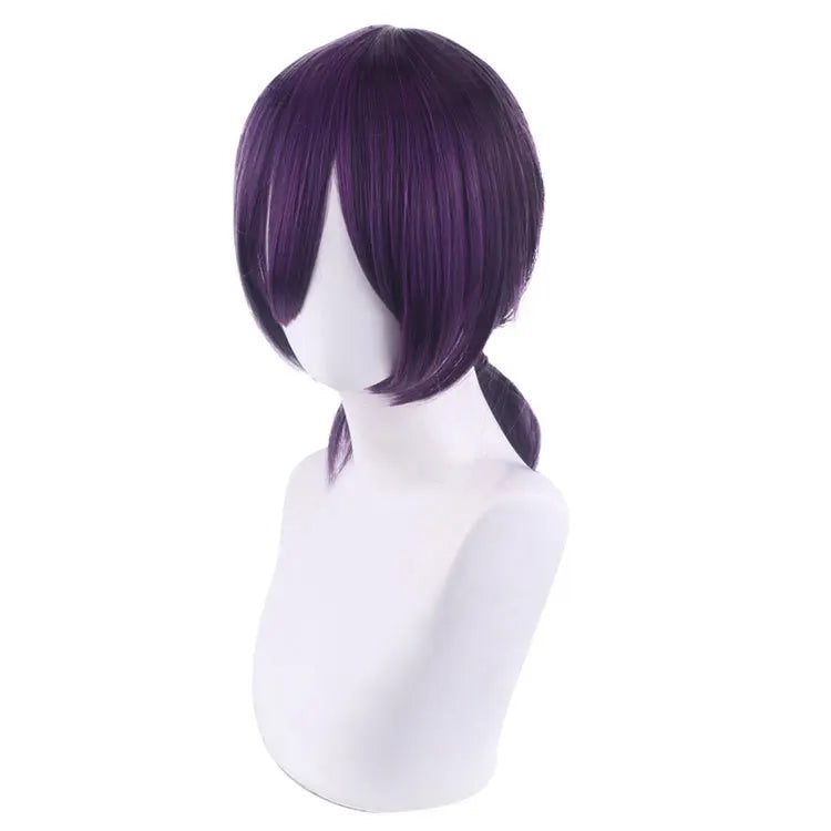 Ainizi 35cm Straight Synthetic Heat Resistant Brown Purple Character of Reze Cosplay Wigs From Chainsaw Man