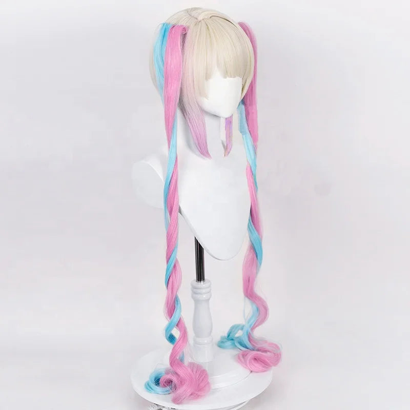 Wholesale Needy Girl Overdose KAngel Wig Cosplay With Ponytails 120cm Long Curly Multi Colors Lolita Kawaii Synthetic Hair Wig