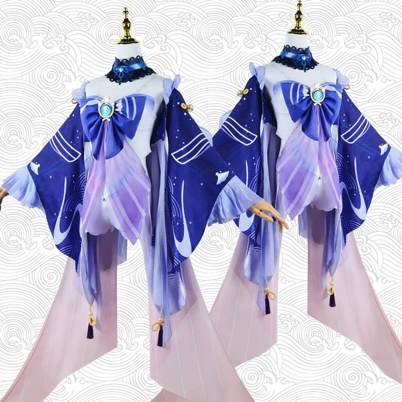 Wholesale Sangonomiya Kokomi Cosplay Costume Genshin Impact Anime Halloween Party Costume Kuwaii Lolita Dress for Girls