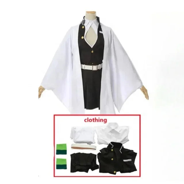 New Anime Kanroji Mitsuri Cosplay Kimetsu No Yaiba Costume Kimono Uniform Clothes Props Set