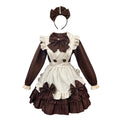 Adult Women Japanese Anime Cosplay Costume Polyester Bow Apron Lolita Maid Dress Outfit for Halloween Party