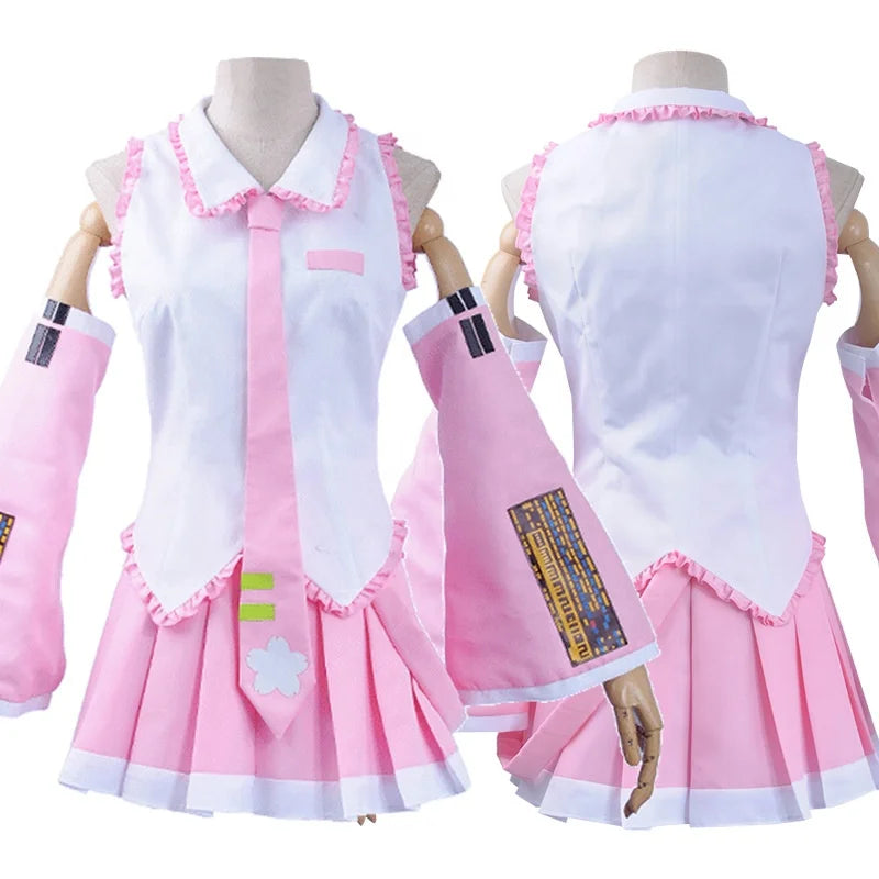 Wholesale Vocaloid Miku Cosplay Wig Costume Pink Blue Miku Anime Cosplay Outfits Halloween Party Lolita Skirt Costumes