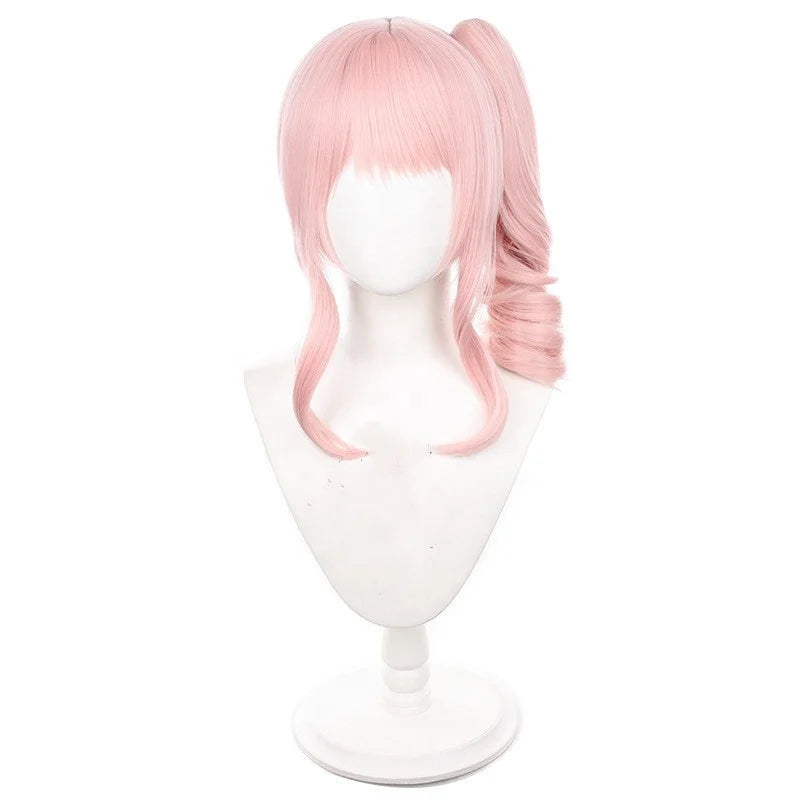 Wholesale Project Sekai Game Cosplay 45cm Long Pink Akiyama Mizuki Wig Synthetic Anime Heat Resistant Ponytail Hair Wig