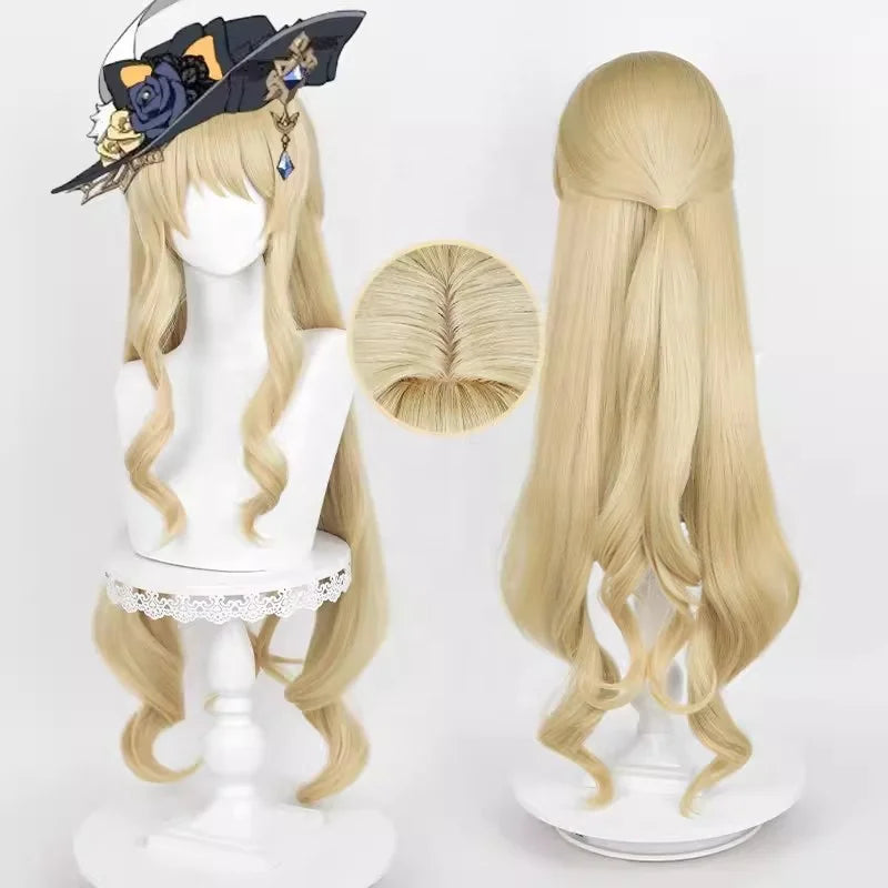 Wholesale Genshin Impact Navia Wig 95cm Long Curly Light Golden Fontaine Anime Synthetic Heat Resistant Hair  Cosplay Wig