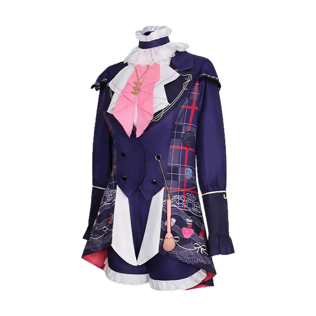 Women Halloween Party Clothing Anime Luka Cosplay Dark Blue Victorian Costume or Pink Wig GAHC-015