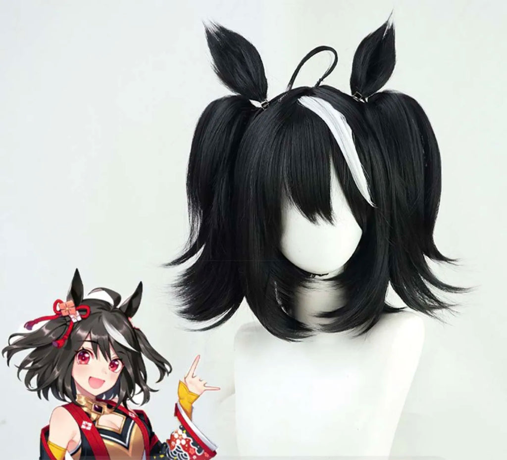 Anime Roleplay Party Pretty Derby Kitasan Cosplay Synthetic Hair Wig with Ponytail Ears GAHC-017