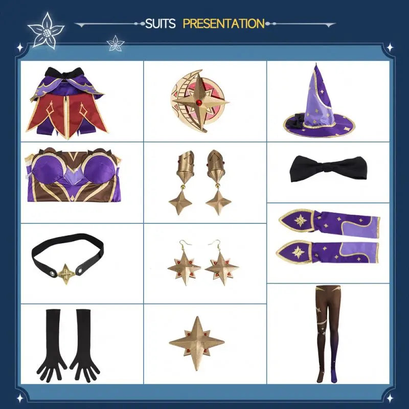 UWOWO Game Genshin Impact Mona Megistus Astral Reflection Cosplay Costume Special Cute Enigmatic Astrologer