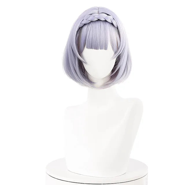 Wholesale 35cm Short Light Purple Noelle Wig Cosplay Genshin Impact Anime Peluca Synthetic Heat Resistant Hair Wigs