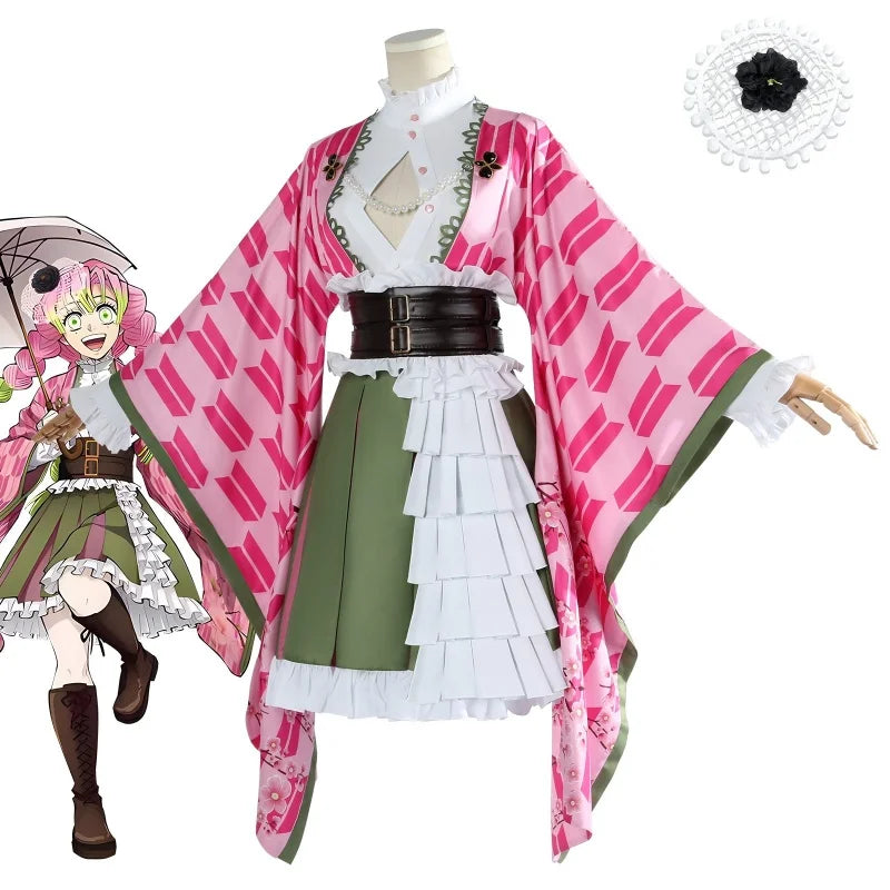 Wholesale Demon Slayer Anime High Quality Lolita Maid Uniform Outfit Halloween Party Kanroji Mitsuri Cosplay Costume
