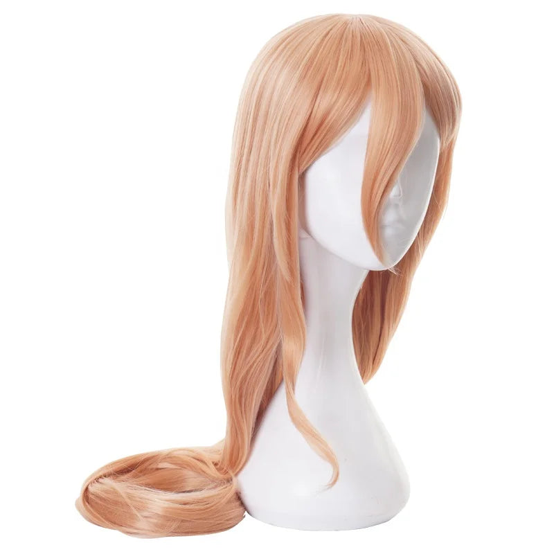 Wholesale Chainsaw Man Anime Wig 90cm Long Dark Orange Power Wig Cosplay Synthetic Heat Resistant Hair Peluca