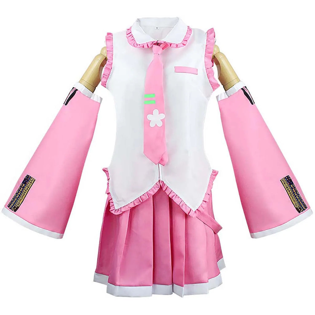 Halloween Full Set Anime Sakura Cherry Pink Miku Cosplay Costume for Women Girls IDOL-001
