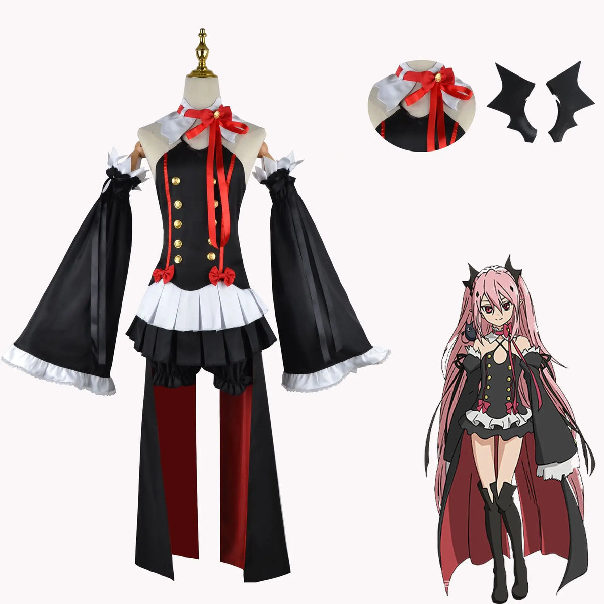 Seraph of the End Owari No Seraph Krul Tepes Cosplay Costume Uniform Wig Cosplay Anime Witch Vampire Halloween Costume for Women