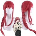Long Rose Red Pink Braid Wig Bangs Anime Red Cosplay 27.5 Heat Resistant High Temperature Fiber for Women Halloween
