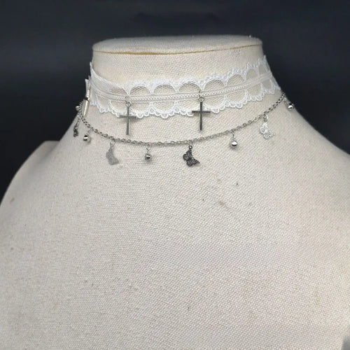 Black Lace Butterfly Choker Necklace