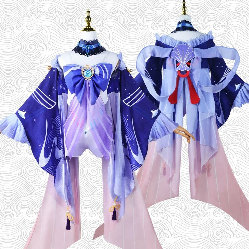 Wholesale Sangonomiya Kokomi Cosplay Costume Genshin Impact Anime Halloween Party Costume Kuwaii Lolita Dress for Girls