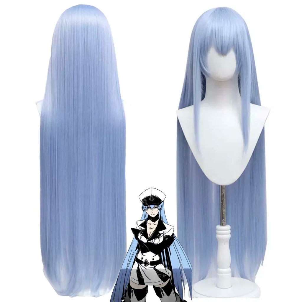 Anime Akame Ga KILL Jaegers Esdeath Esdese Cosplay Long Blue Heat Resistant Synthetic Hair Wig AOKG-108