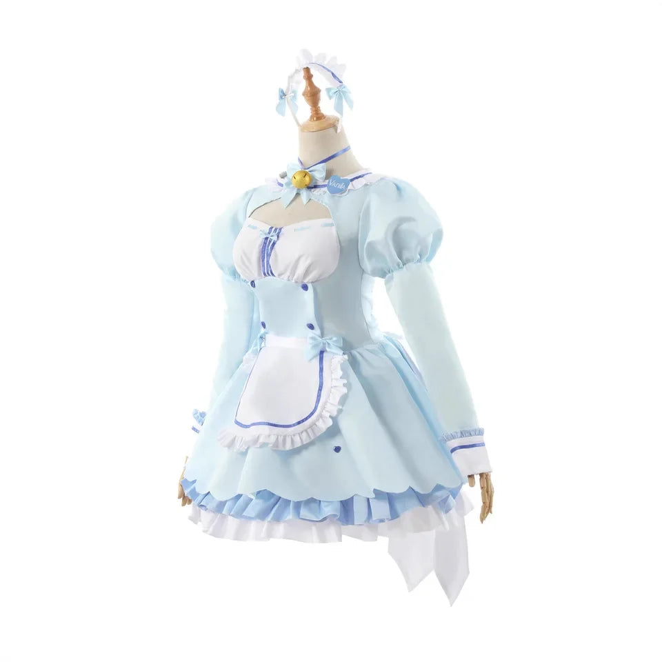 Game Cosplay Chocola Nekopara Costume Vanilla Suits Cat Girl Maid Dresses Lolita Lovable Pink Blue Polyester Halloween Costumes