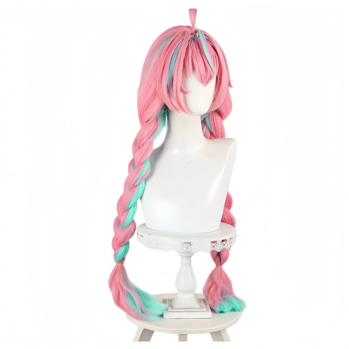 Genshin Impact Varesa Cosplay Wig 98cm Pink Green Braided Hairstyle Wig Heat Resistant Synthetic Hair Anime Cosplay Costume Wigs