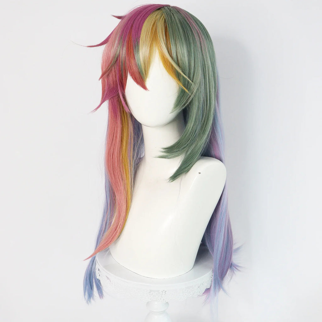 Wholesale Dash Cosplay Wigs Long Straight Color Mixed Synthetic Anime Halloween Party Vocaloid Cosplay Anime Ponytails Wigs