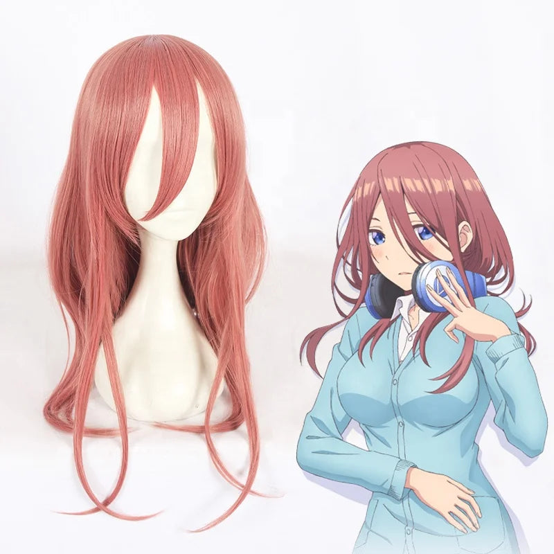 Wholesale the Quintessential Quintuplets Anime Wig 60cm Long Pink Nakano Miku Wig Cosplay Synthetic Heat Resistant Peluca