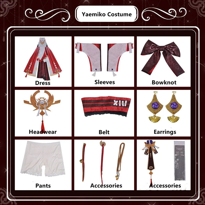 Wholesale High Quality Yaemiko Cosplay Costume Lolita Dress Halloween Party Genshin Impact Anime Cosplay Costume
