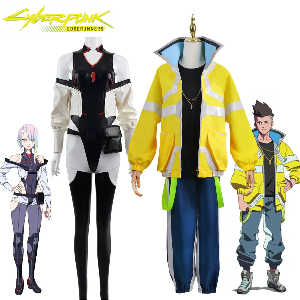 Anime Cyberpunk: Edgerunners - David / Lucy Cosplay Costume Jumpsuit Jacket With Wig Halloween Costume for Women Men