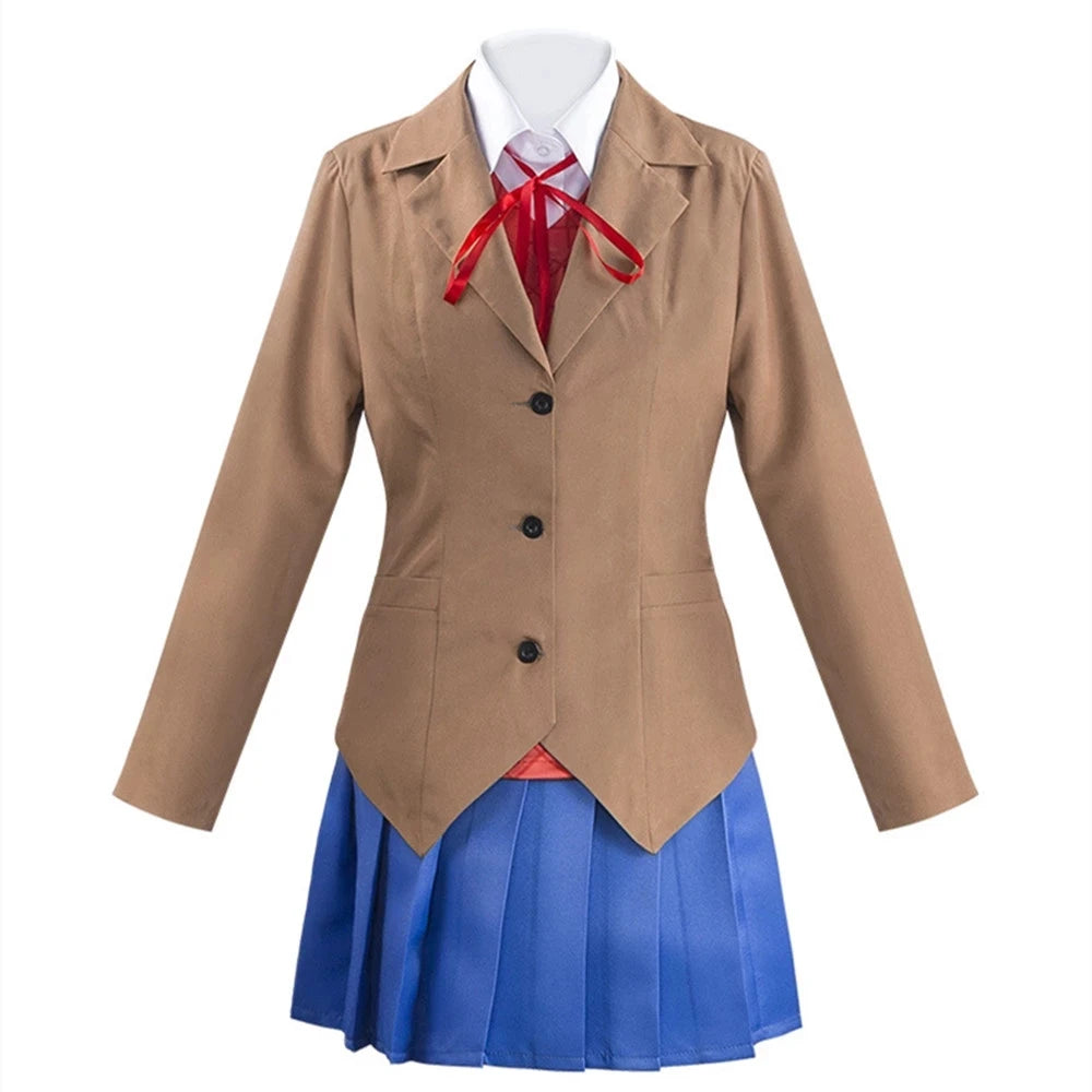 Anime Doki Doki Literature Club Monika Cosplay Sayori Yuri Natsuki Cosplay Costume School Girl Women Uniform Fancy Dress