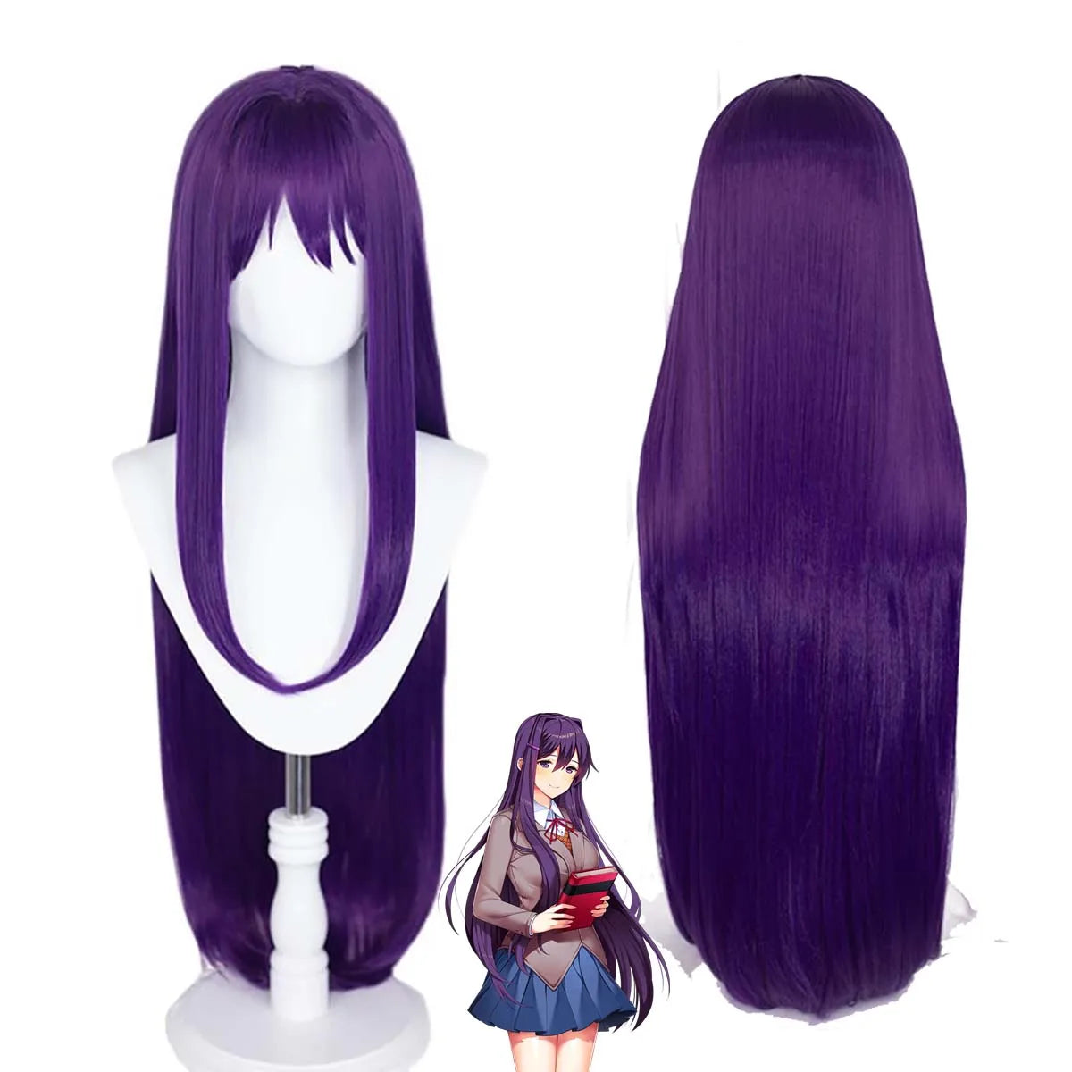 Women Doki Doki Literature Club Yuri Cosplay Long Purple Wig GAHC-010