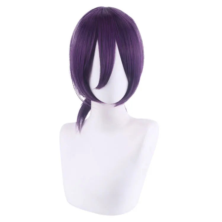 Ainizi 35cm Straight Synthetic Heat Resistant Brown Purple Character of Reze Cosplay Wigs From Chainsaw Man