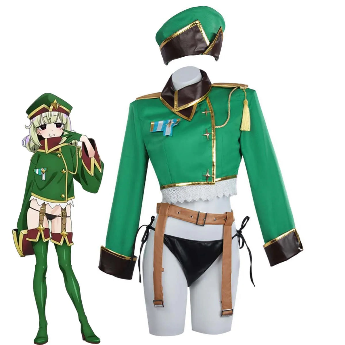 Women Anime Cos Kiwi Araga Sexy Green JK Uniform Costume or Wig AOKG-087