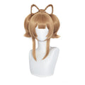 Wholesale Genshin Impact Wigs 40cm Medium Long Light Brown Yaoyao Peluca Synthetic Anime Cosplay Wigs With Two Ponytails