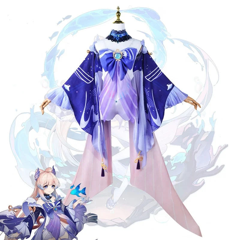 Wholesale Sangonomiya Kokomi Cosplay Costume Genshin Impact Anime Halloween Party Costume Kuwaii Lolita Dress for Girls