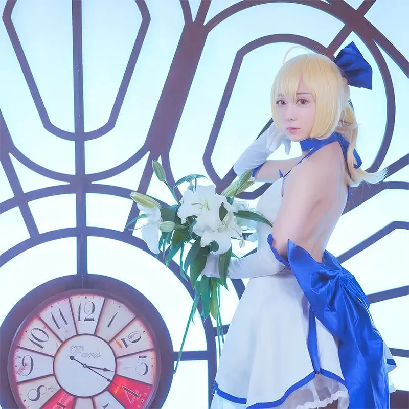 Sebaliri Women Cosplay Costume Dress Polyester Character Outfit Blue White Uniform Style for Anime Event Performance