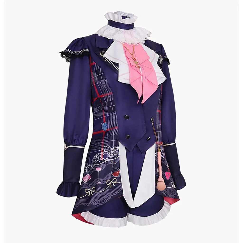 Women Halloween Party Clothing Anime Luka Cosplay Dark Blue Victorian Costume or Pink Wig GAHC-015
