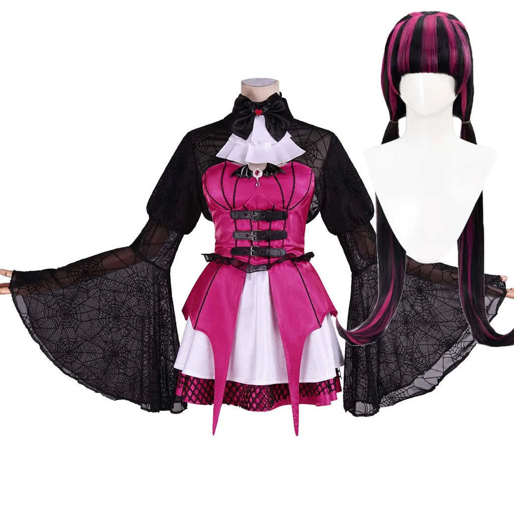 Halloween Gothic Women's Vampire Draculaura Corset Dress Costume or Wig DONG-032