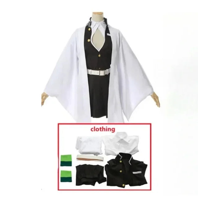 New Anime Kanroji Mitsuri Cosplay Kimetsu No Yaiba Costume Kimono Uniform Clothes Props Set