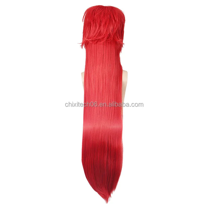 Zhu Shengda Red Upturned and Straight Hair Greer High-temperature Silk Factory Direct Sale Anime Wig 028