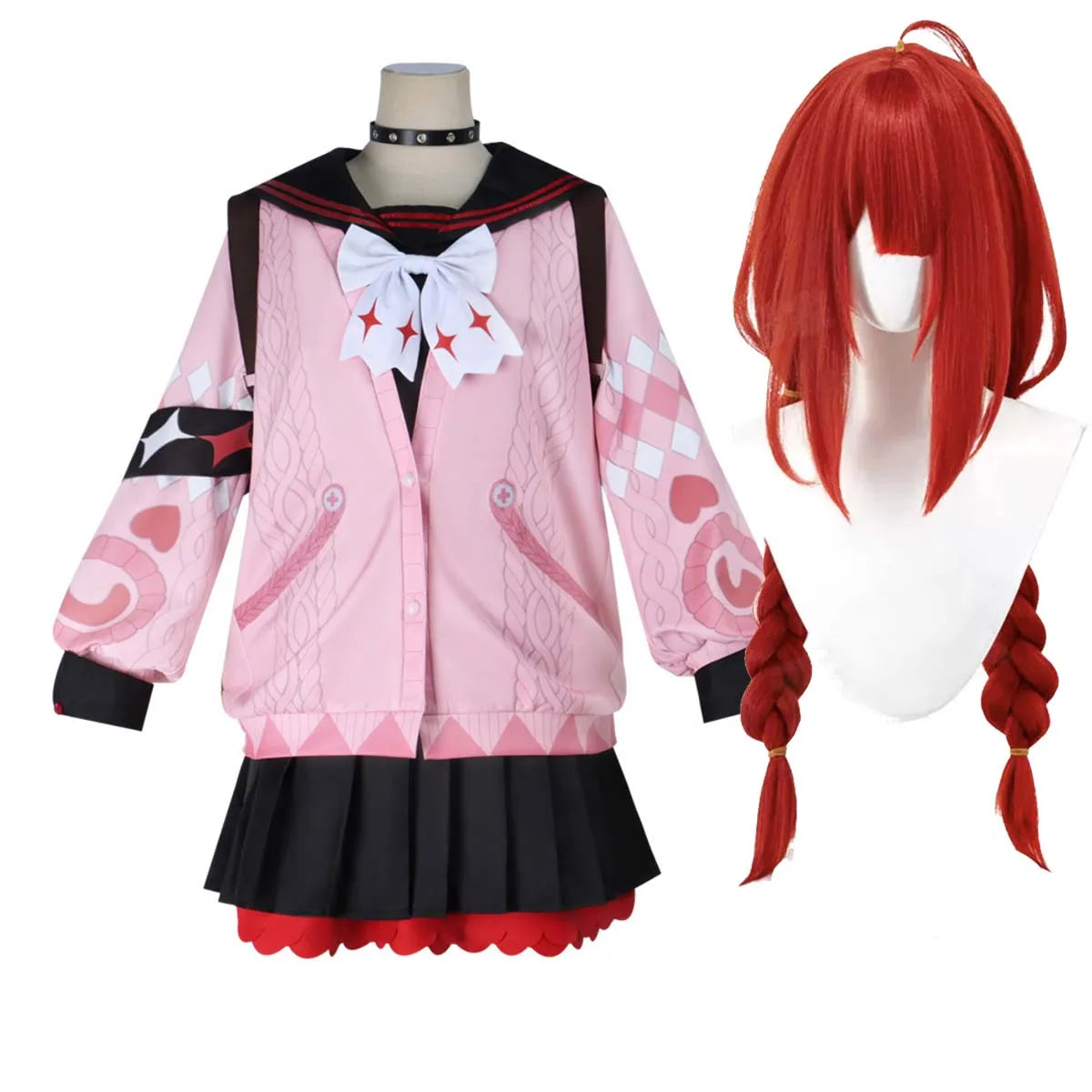 Women Halloween Party Clothing Game Zenless Zone Zero Ukinami Yuzuha Cosplay Costume or Red Wig GAHC-030